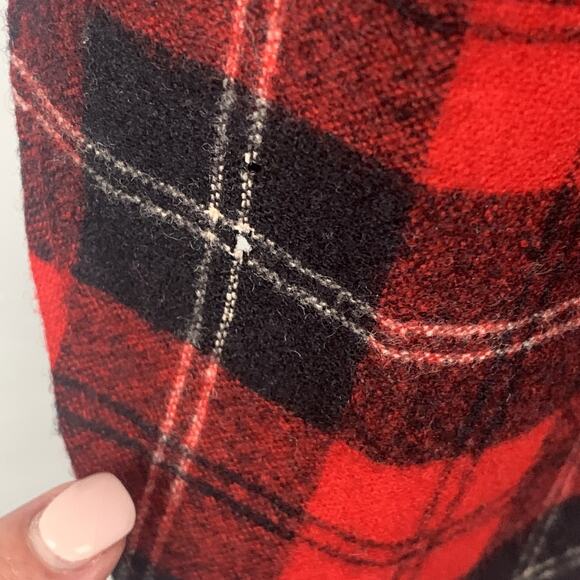 Vintage Pendleton Shirt Mens Large Red Black Wool Plaid Flannel Made USA 70s - Picture 6 of 8